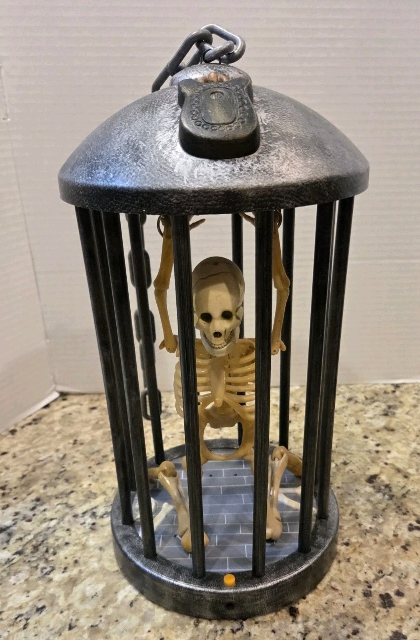 Gemmy Skeleton in Cage Animated 14\ Gemmy Skeleton in Cage Animated 14\