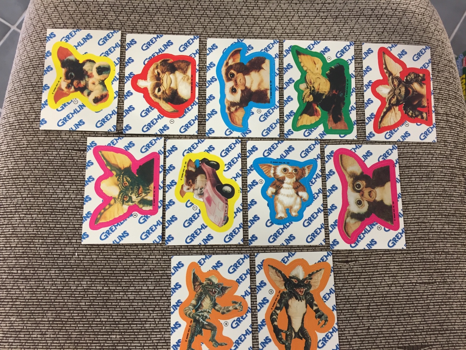 COMPLETE SET OF VINTAGE 11. 1984 TOPPS GREMLINS STICKERS PUZZLE MINT COMPLETE SET OF VINTAGE 11. 1984 TOPPS GREMLINS STICKERS PUZZLE MINT