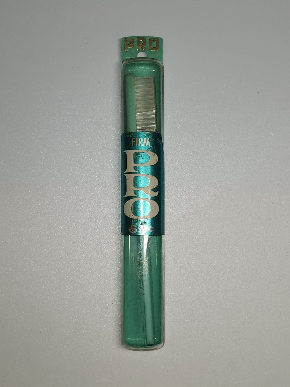 NOS Vintage PRO Firm Toothbrush Green Brush White Bristles Regular-RARE