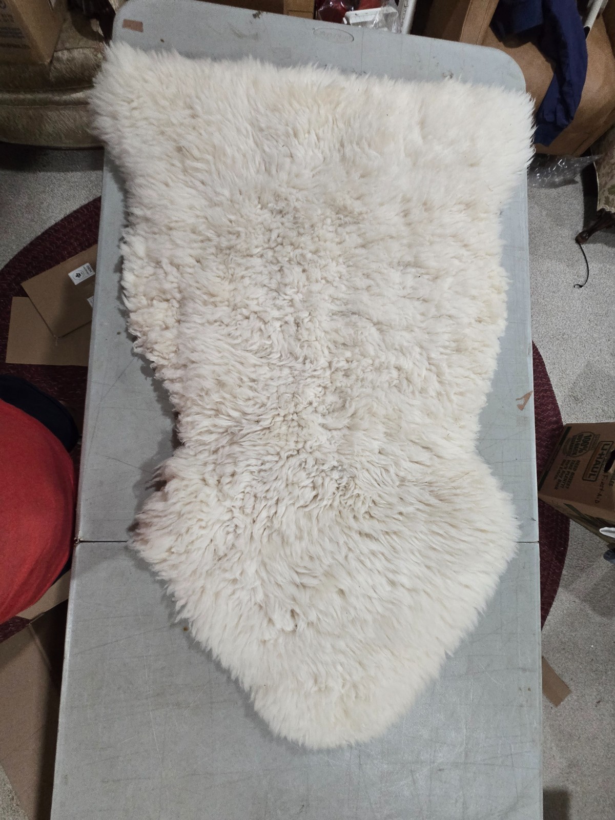 Vintage 5 Star New Zealand Lambskin Rug Sheepskin Natural White