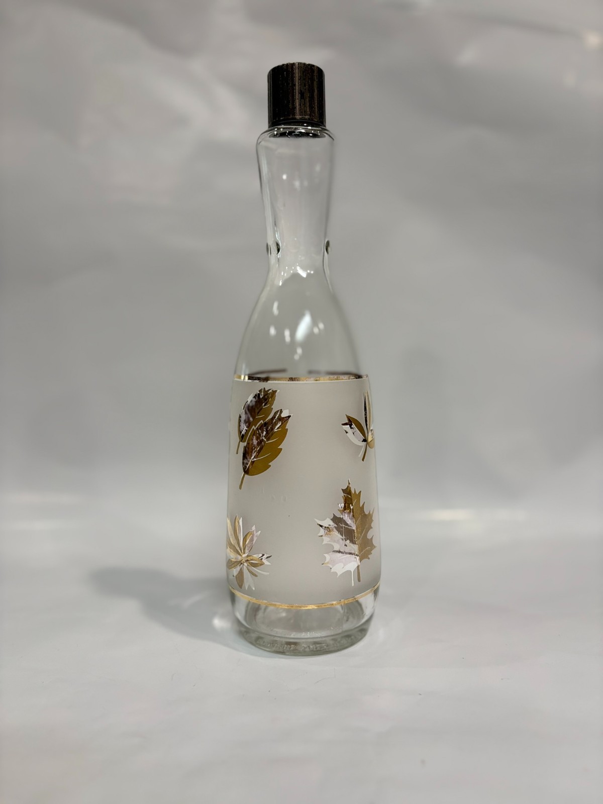 Vintage Libbey White Frosted Glass Decanter w/Gold Leaves Vintage Libbey White Frosted Glass Decanter w/Gold Leaves