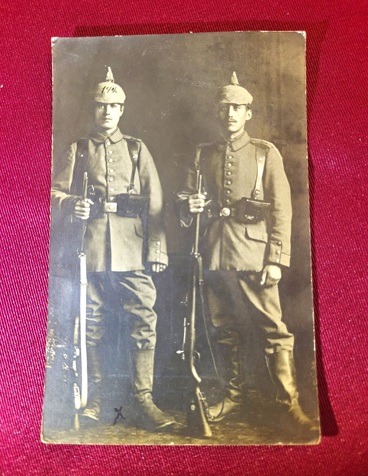 WWI German Soldiers Studio Portrait Photo Postcard w/ Handwritten Note 1914-15