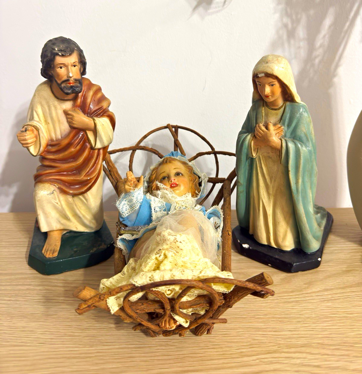 Vintage Nativity Scene Set – 12” – Mary, Joseph & Baby Jesus – 3 Pieces Vintage Nativity Scene Set – 12” – Mary, Joseph & Baby Jesus – 3 Pieces