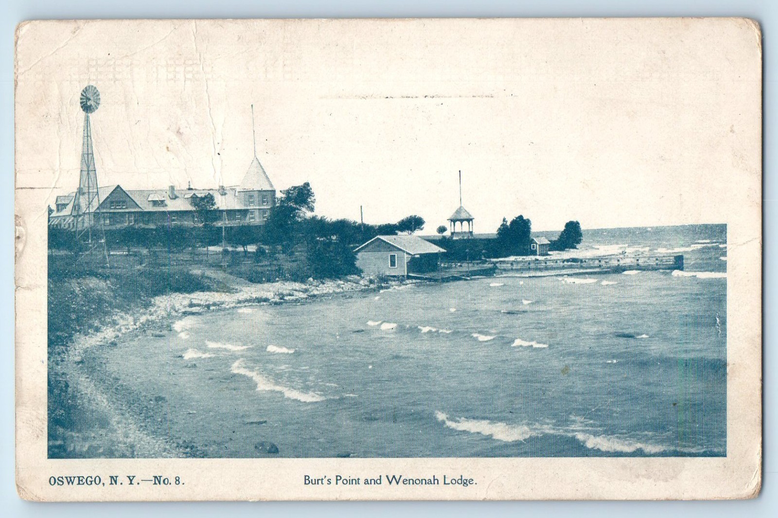 1904 Oswego New York Vintage Postcard Burt's Point Wenonah Lodge Seaside Posted