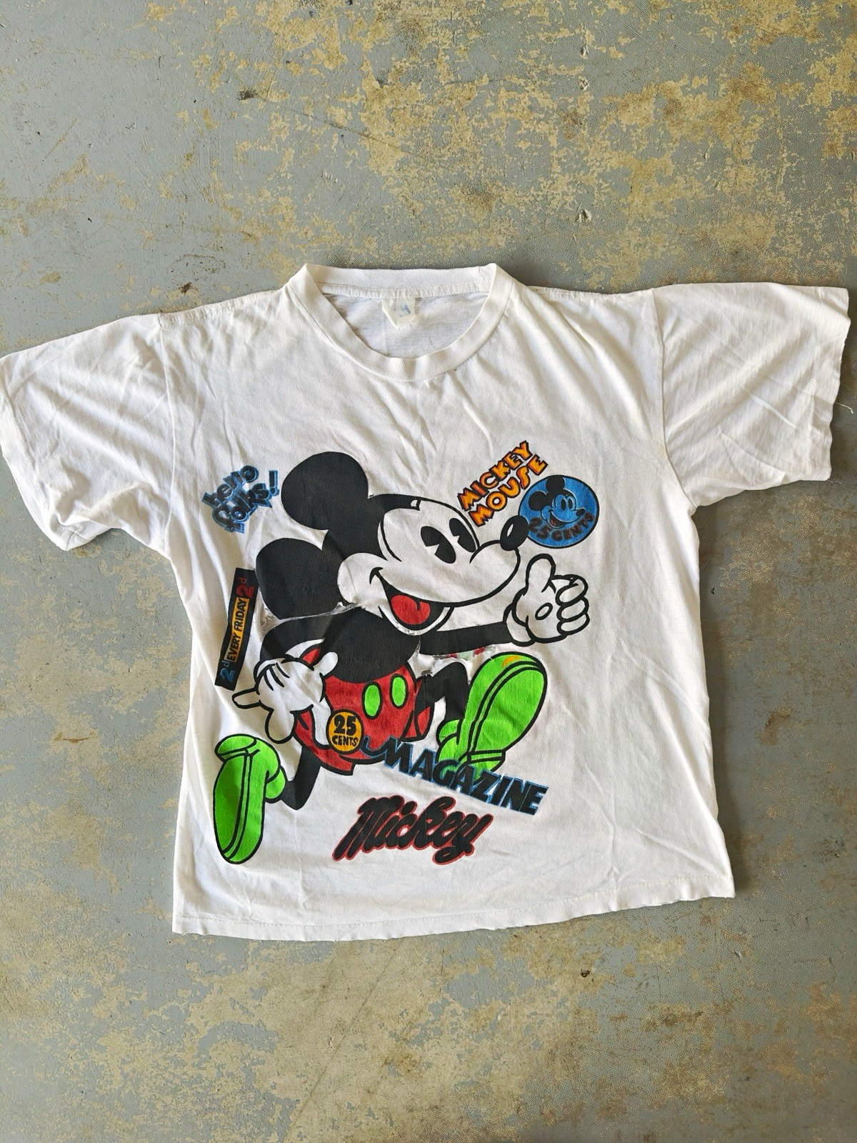 Vintage 80s Disney Mickey Mouse Magazine White T-Shirt Unisex Adult Size M/L