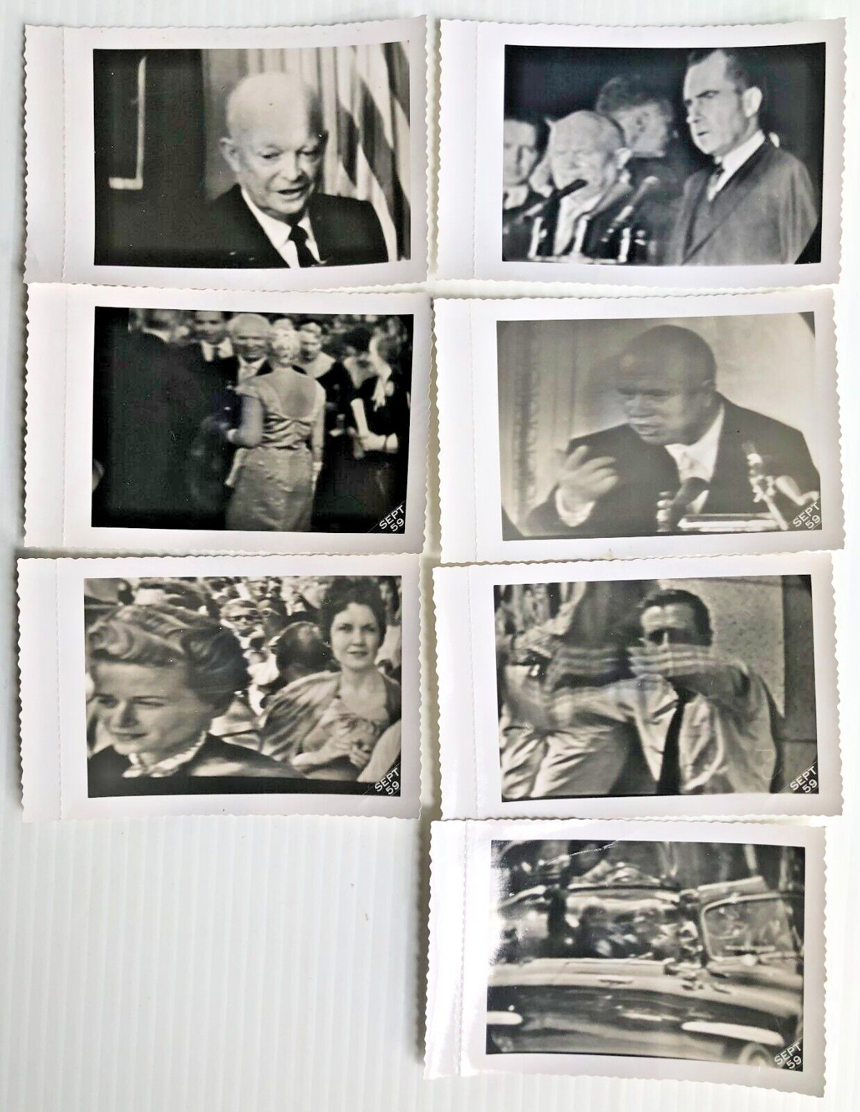 Nikita KHRUSHCHEV Sept. 1959 US visit PHOTOGRAPHS taken from TV Eisenhower Nixon