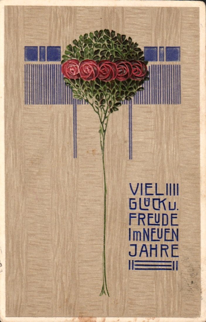 Art Nouveau German Jugend Style - New Year`s Vintage Artist Postcard Art Nouveau German Jugend Style - New Year`s Vintage Artist Postcard