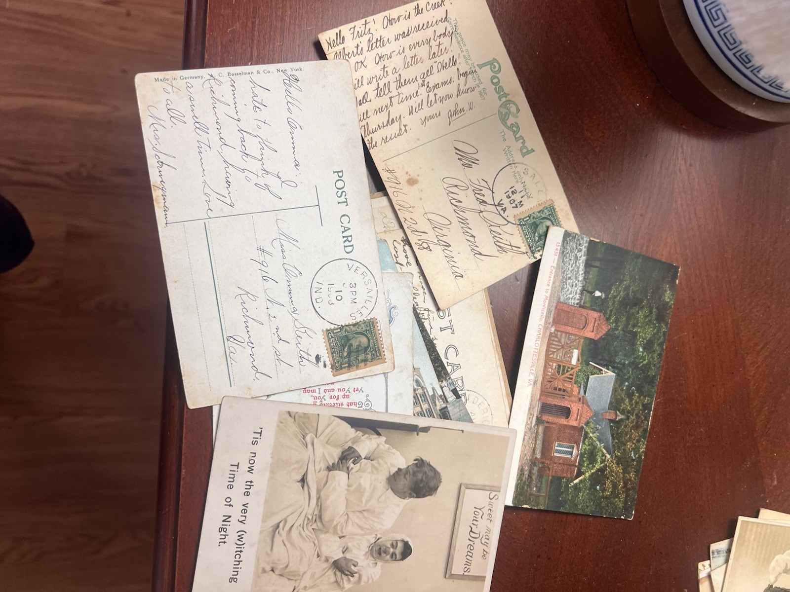 Antique Stamped Postcards From 1908 with Original Stamps Antique Stamped Postcards From 1908 with Original Stamps