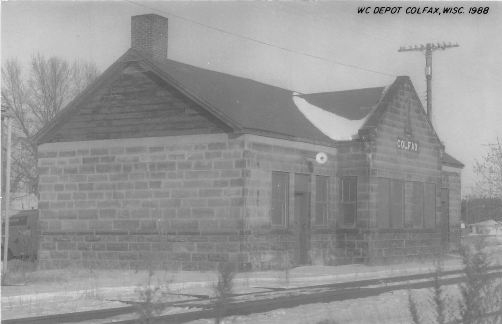 J33/ Colfax Wisconsin RPPC Postcard c1988 WC Railroad Depot Station 295 J33/ Colfax Wisconsin RPPC Postcard c1988 WC Railroad Depot Station 295