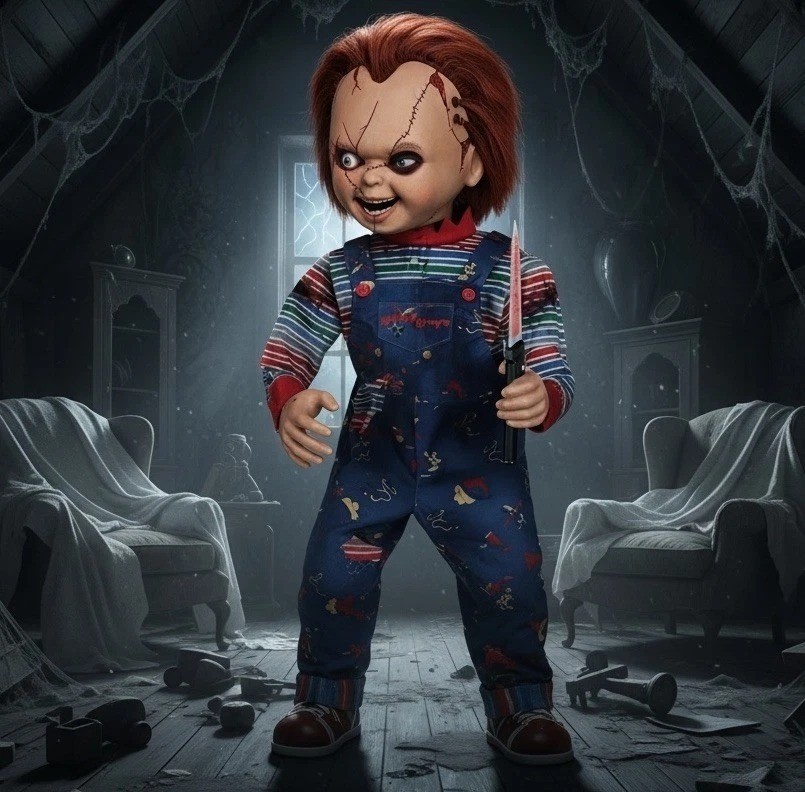 New Scarred Chucky Child’s Play Horror Halloween Animated Prop 2025 In Ship Box