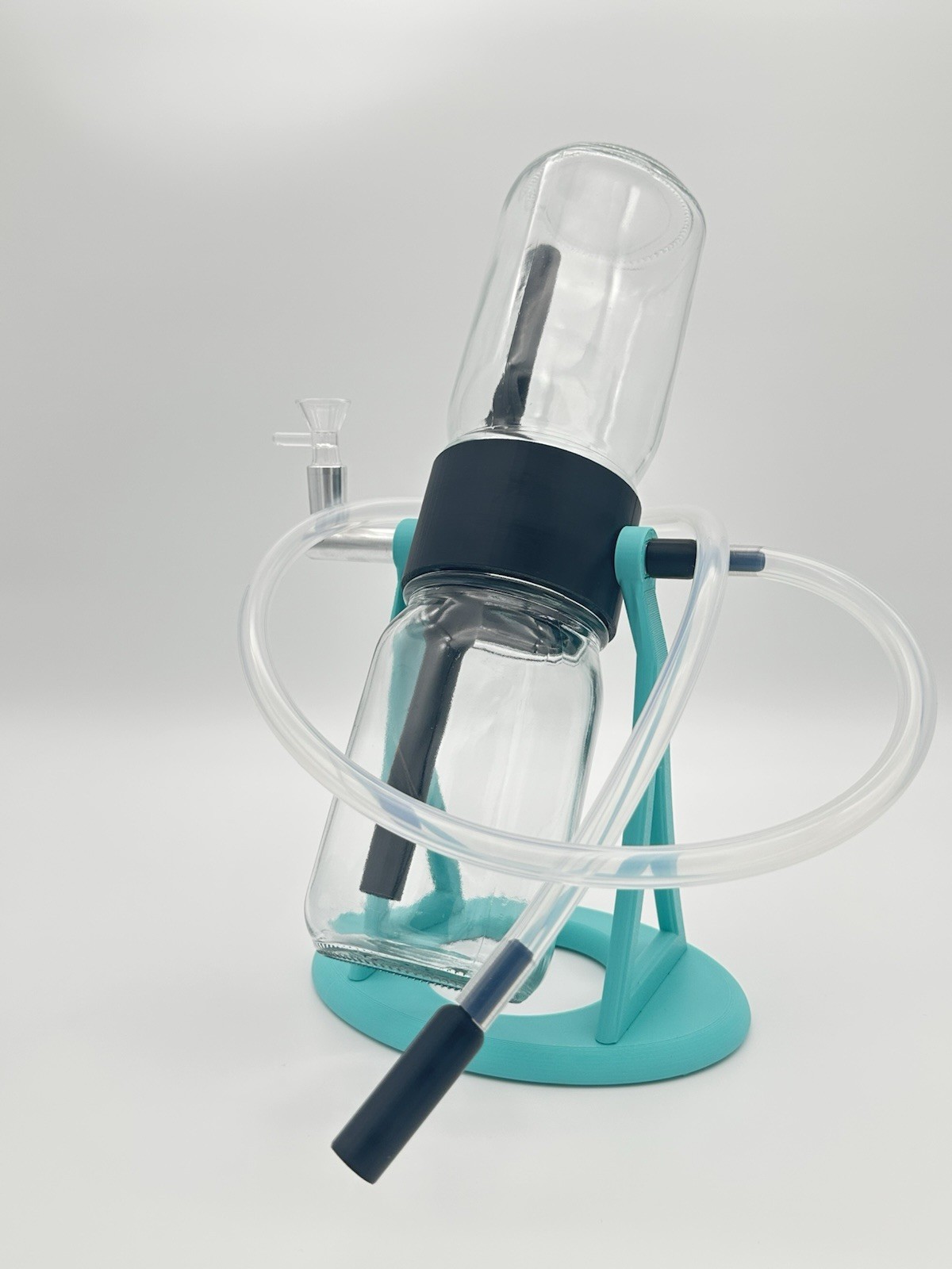360 Rotating Gravity Bong/Hookah Water Pipe. Teal Blue/Black Edition