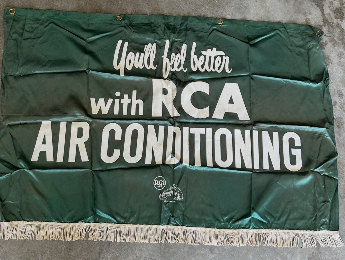 VTG 1950’s RCA Air Conditioner Advertising Banner Sign Dealer Display Fringe VTG 1950’s RCA Air Conditioner Advertising Banner Sign Dealer Display Fringe