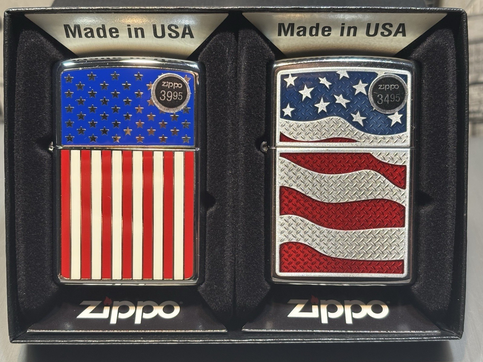 LOT 2SET 2007&2017 AMERICANA FLAGS EMBLEM ZIPPO LIGHTER LOT 2SET 2007&2017 AMERICANA FLAGS EMBLEM ZIPPO LIGHTER