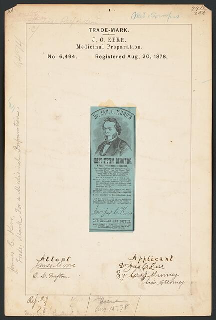 Photo:J.C. Kerr Medicinal Preparation Trade-Mark 1878 Dr. Jas. C. Kerr