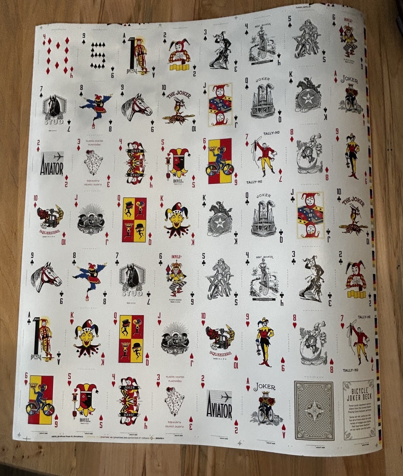 Bicycle Club 808 Joker playing cards Uncut Sheet 2014 Bicycle Club 808 Joker playing cards Uncut Sheet 2014