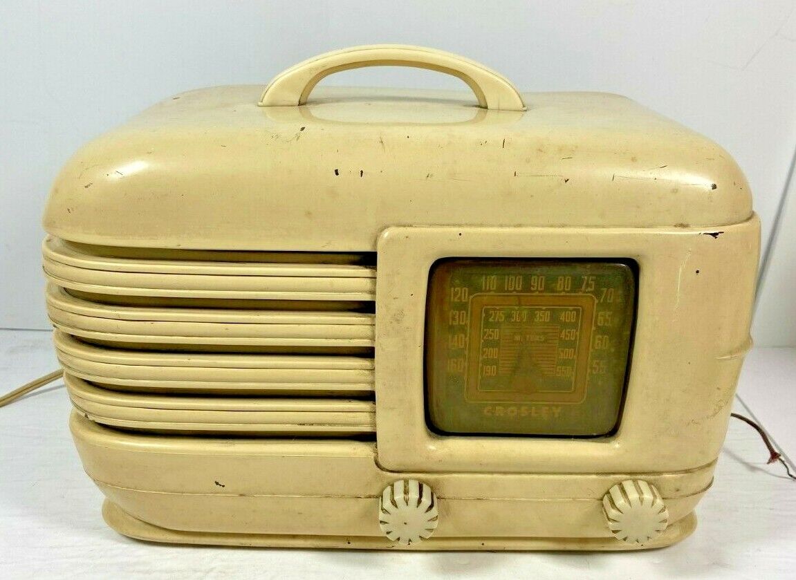 Crosley Vintage Tube Radio Model 11 Beige Broadcast 11AH 1940s Bakelite