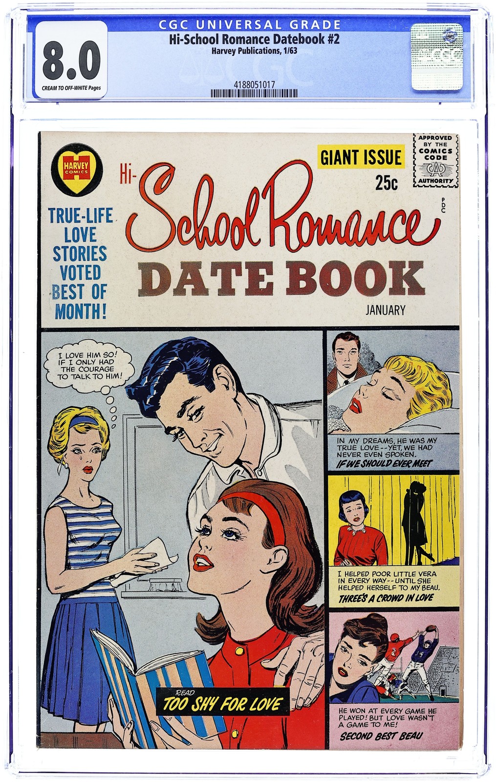Hi-School Romance Date Book #2 CGC 8.0 1963 4188051017