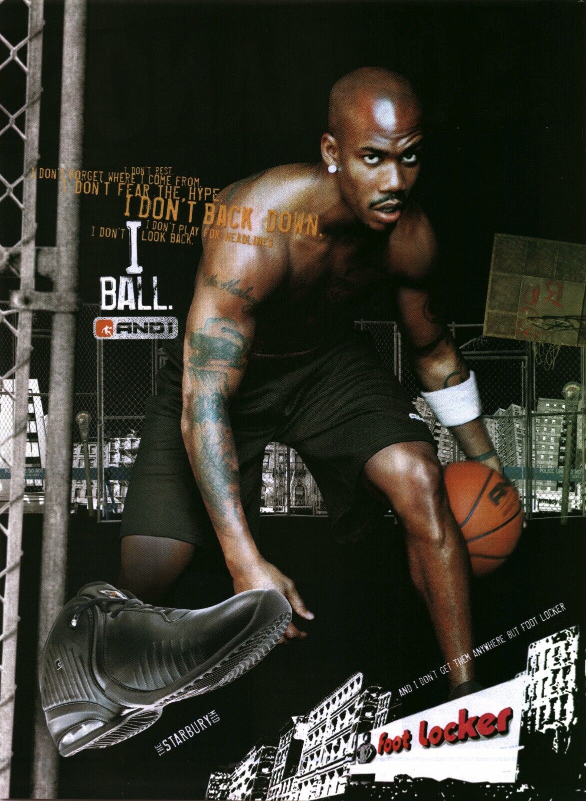 2004 PRINT AD - AND 1 STEPHON MARBURY SHOE AD - THE STARBURY MID BASKETBALL AND1