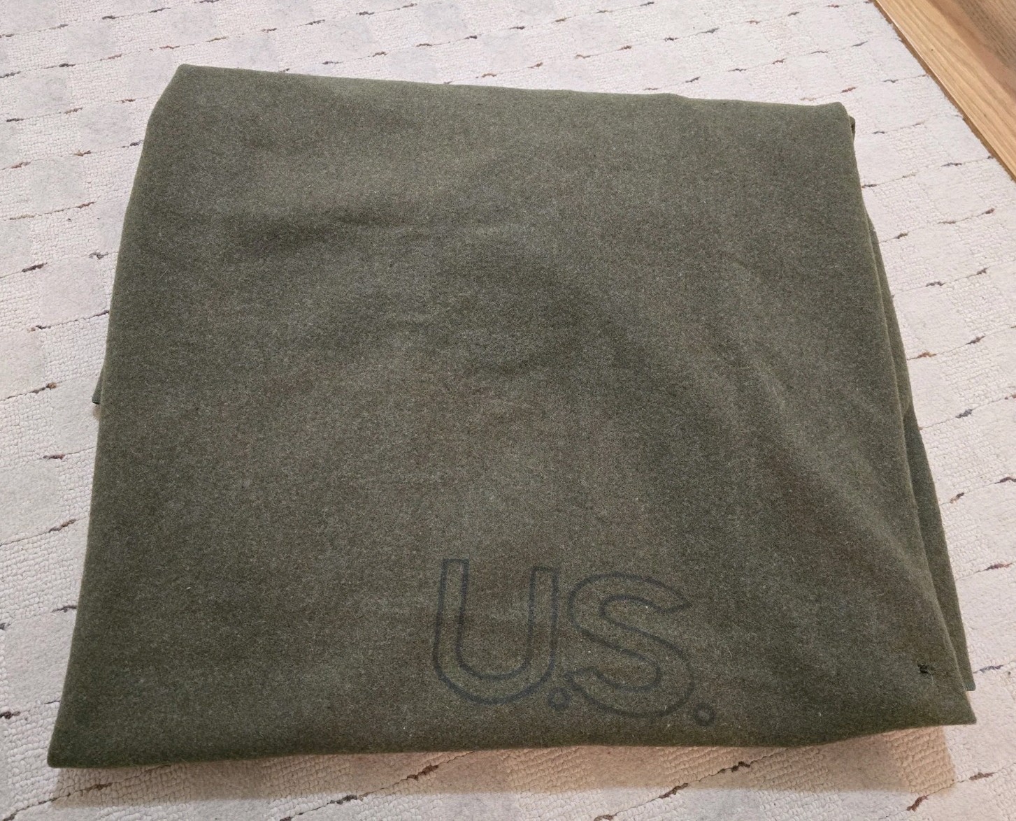 Vintage US Army Military Olive Green 80x65” Wool Blanket Vintage US Army Military Olive Green 80x65” Wool Blanket