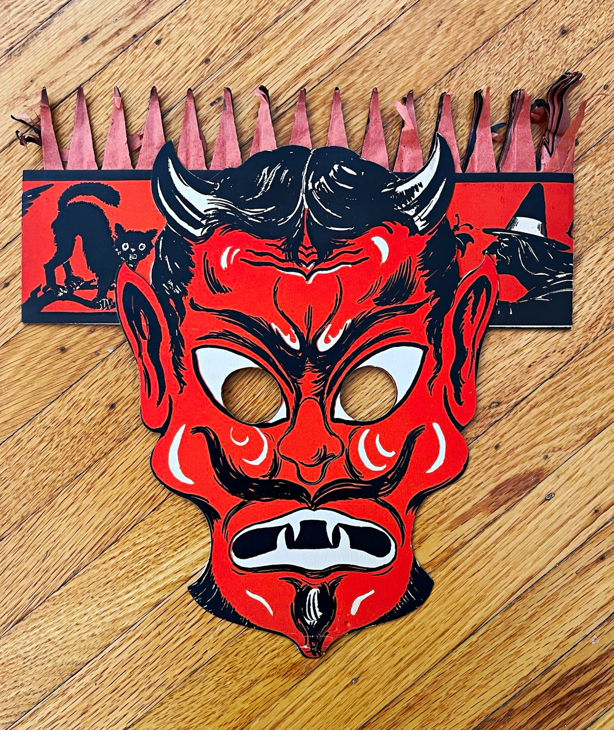 Vintage Halloween 1920s Beistle Devil Band Hat Mask Vintage Halloween 1920s Beistle Devil Band Hat Mask