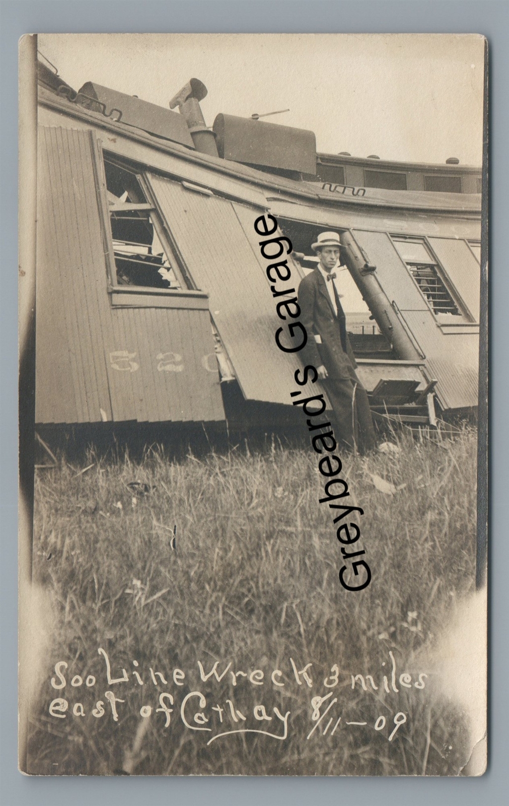 LOT OF 7 RPPC Soo Line Railroad Train Wreck CATHAY ND Real Photo Postcard LOT OF 7 RPPC Soo Line Railroad Train Wreck CATHAY ND Real Photo Postcard