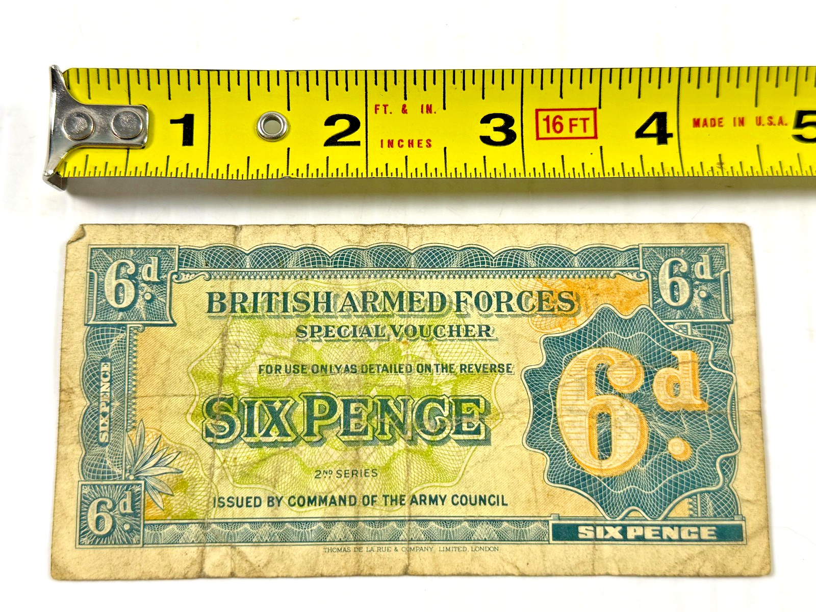 British Armed Forces 6 Pence (6d) Special Voucher 2nd Series issued in 1948 British Armed Forces 6 Pence (6d) Special Voucher 2nd Series issued in 1948