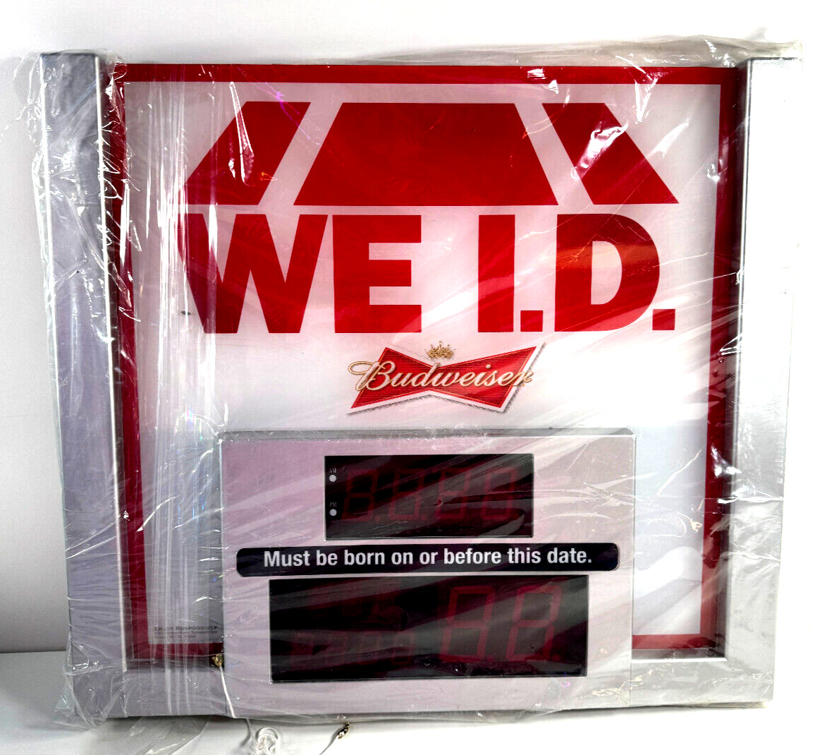vtg 2013 Budweiser We I.D. Electronic advertising store display sign MINT