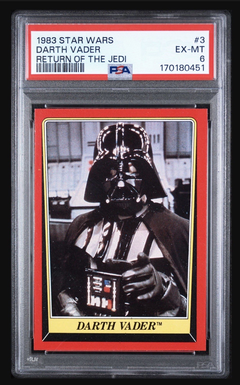 1983 Topps Star Wars Return Of The Jedi #3 Darth Vader PSA 6 EX-MT 1983 Topps Star Wars Return Of The Jedi #3 Darth Vader PSA 6 EX-MT