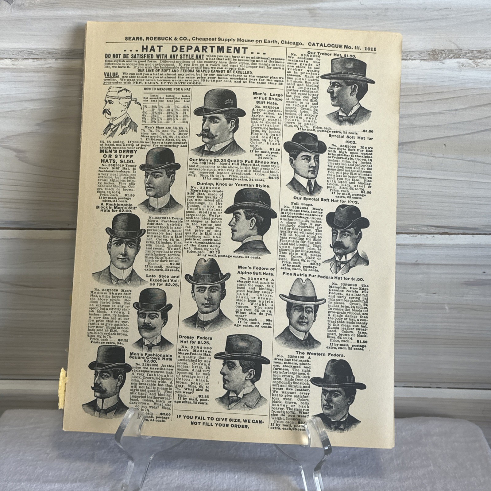 40+Vintage Sears And Roebuck Catalog Hats/mens/womans Pages Junk Journal Craft