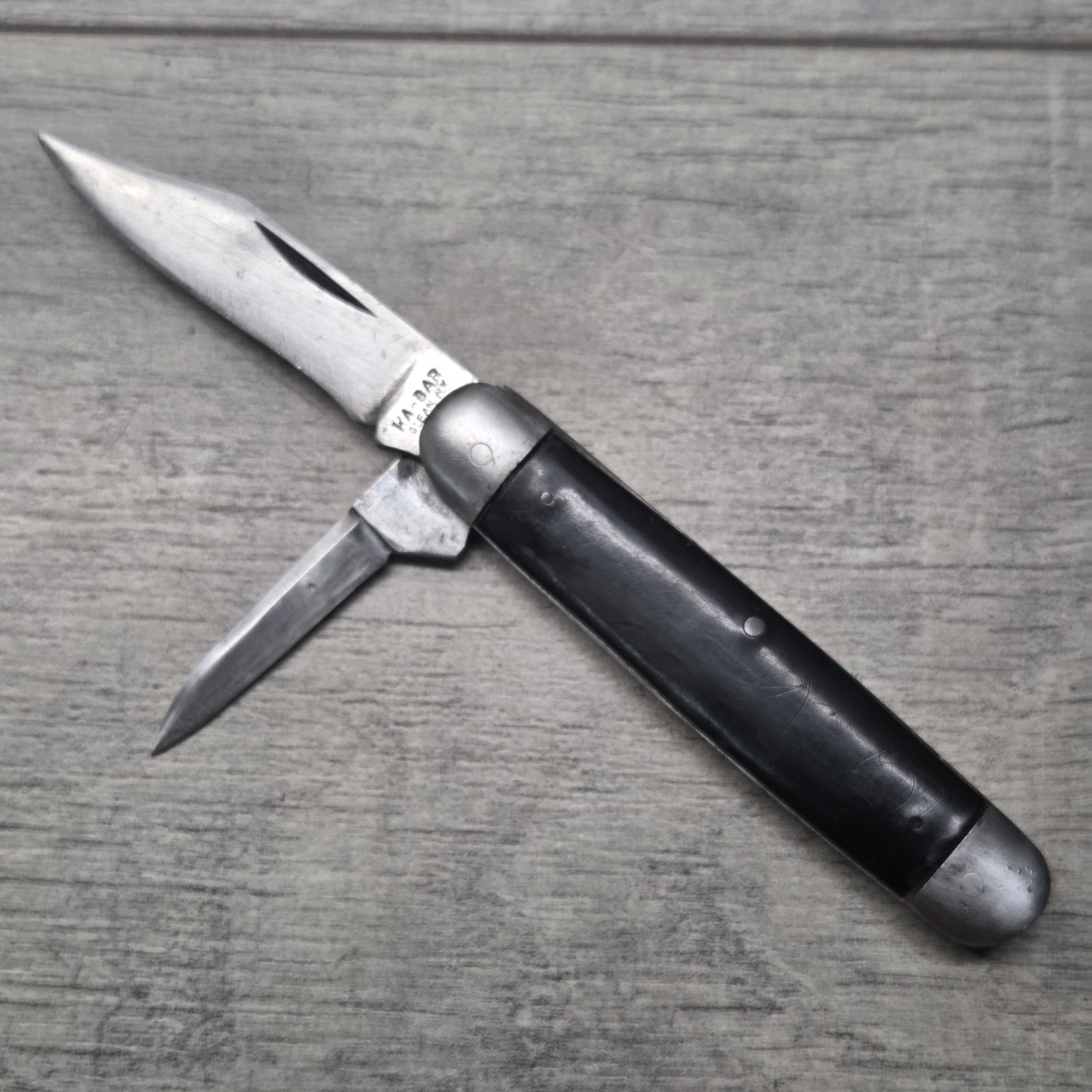 Vintage 1940s KA-BAR Olean NY 2 Blade Jack Pocket Knife Good Snap No Wobble