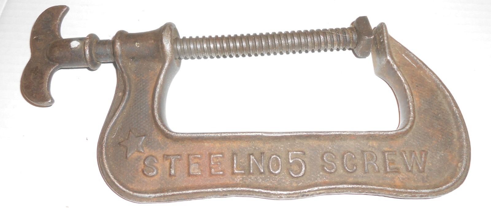 Antique PS&W No. 5 Steel Screw C Clamp Southington, CT Pat. Aug 11, 1888 S92 Antique PS&W No. 5 Steel Screw C Clamp Southington, CT Pat. Aug 11, 1888 S92