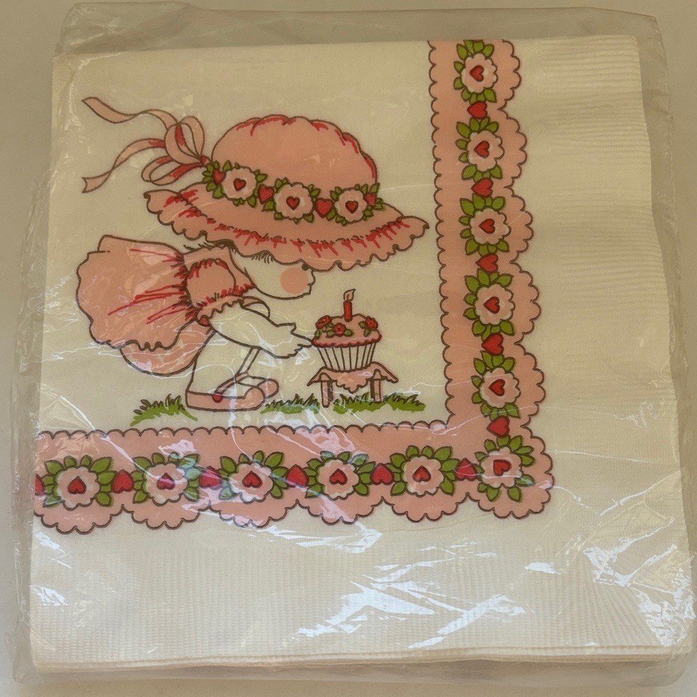 Vintage 1970's Designerware Strawberry Shortcake Luncheon Paper Napkins Ephemera Vintage 1970's Designerware Strawberry Shortcake Luncheon Paper Napkins Ephemera