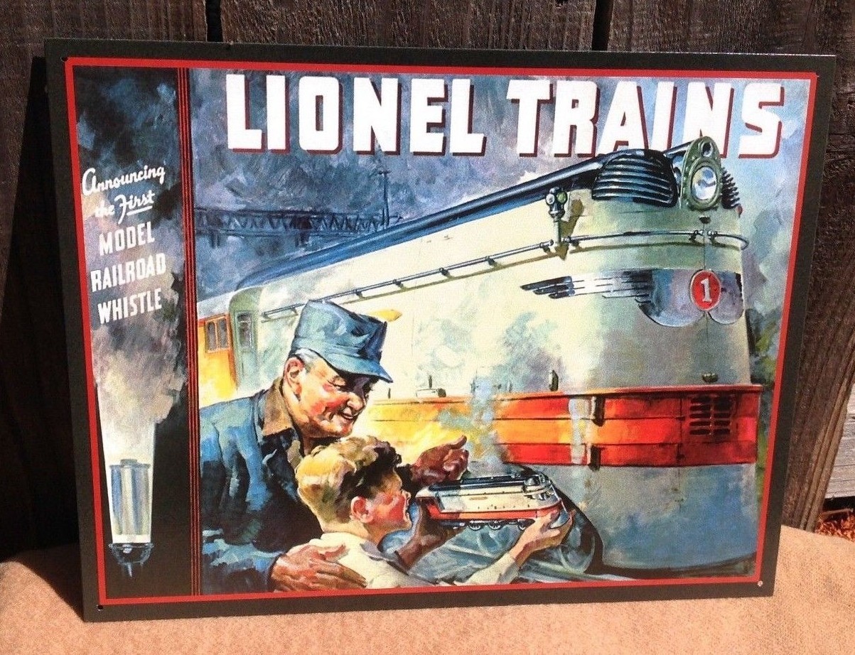 Lionel 1935 Train Engine Cover Sign Tin Vintage Garage Bar Decor Old Lionel 1935 Train Engine Cover Sign Tin Vintage Garage Bar Decor Old