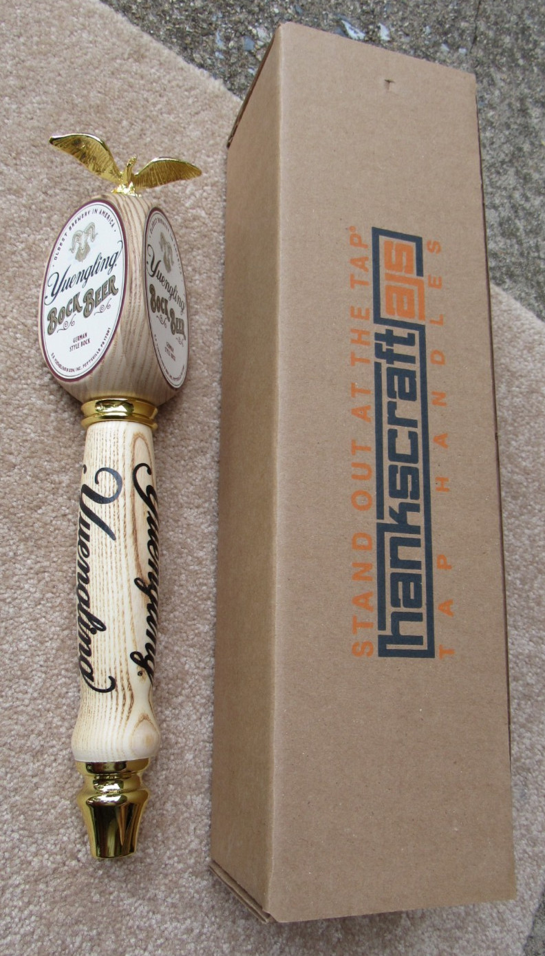Yuengling Bock German Style Beer Tap Handle NEW IN BOX Gold Eagle On Top Wood PA