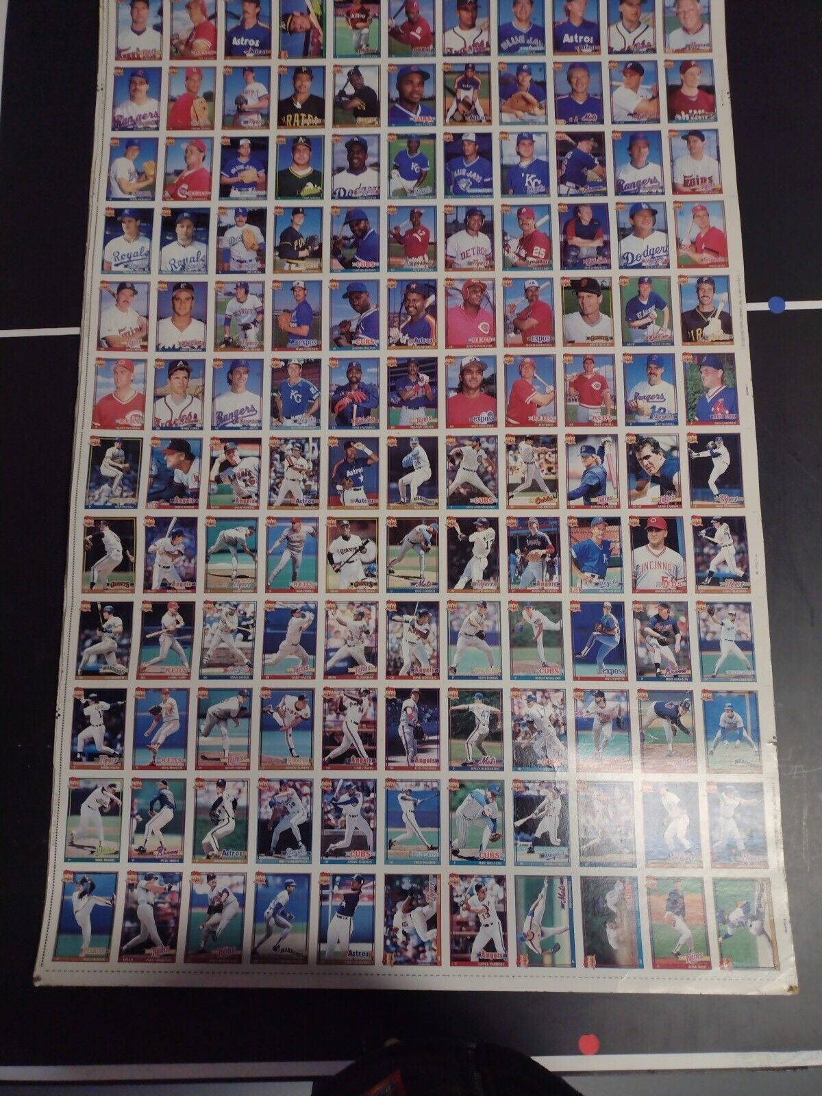 uncut sheets baseball cards 1991 season. Corners worn. Frame able  