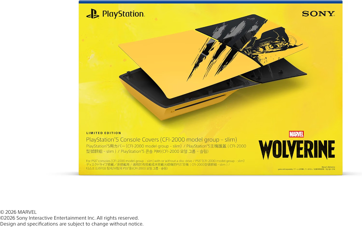Sony PS5 Pro Console Cover Marvel\'s Wolverine Limited Edition Genuine Japan New