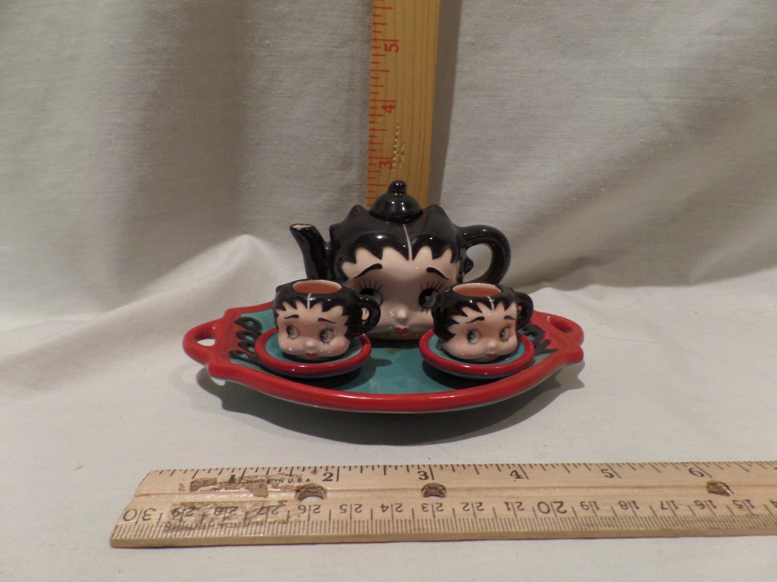 Vintage Betty Boop Ceramic 7-piece Mini Tea Set 1995 by Vandor