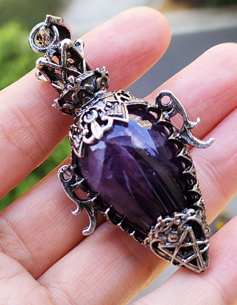 5pcs Antique Silver Amethyst Gems Wand Pendants Magic Lamp Reiki Healing Amulet 5pcs Antique Silver Amethyst Gems Wand Pendants Magic Lamp Reiki Healing Amulet