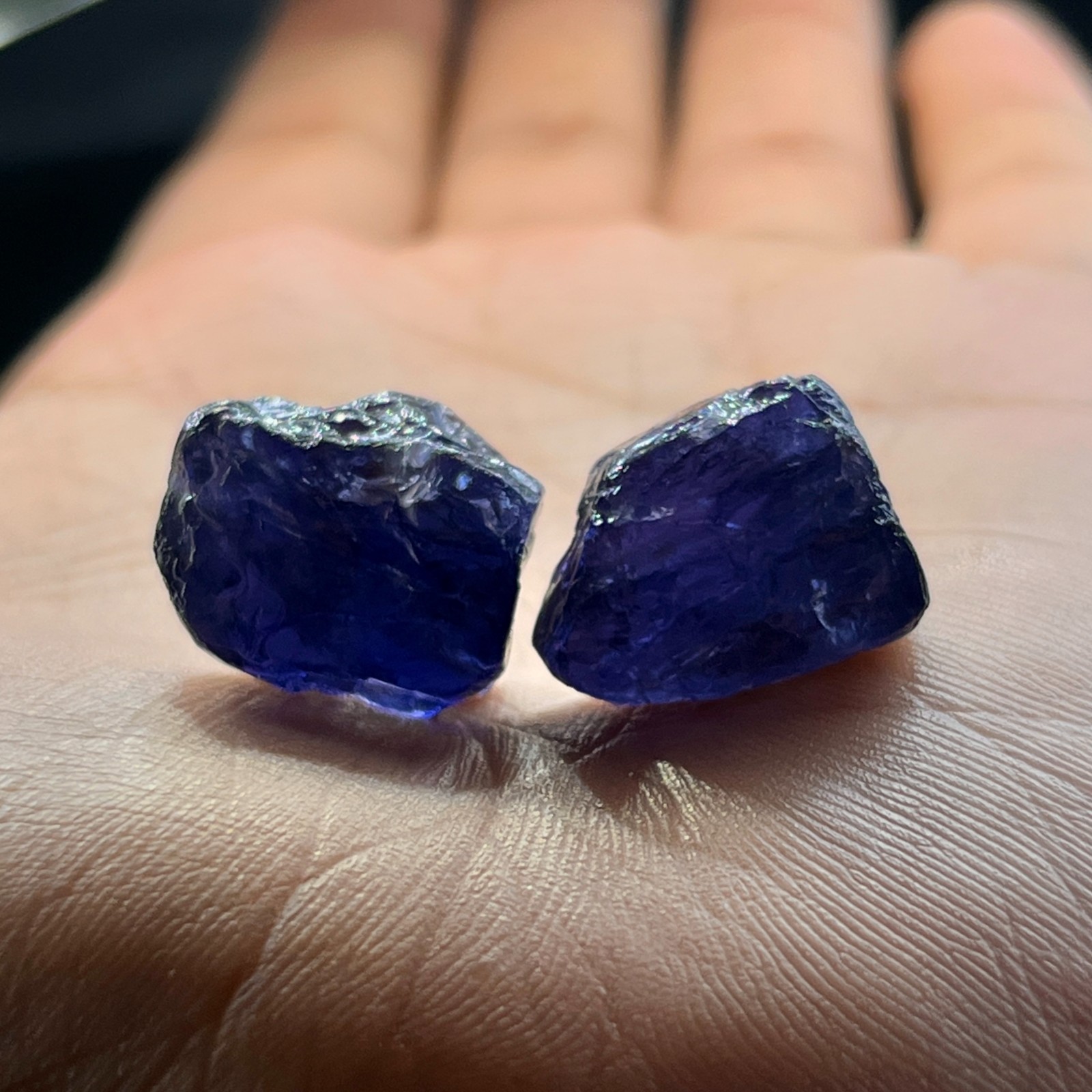 2 Pcs Natural Iolite Rough Nuggets, 33 Ct, Blue Violet Raw Iolite Gem Crystal