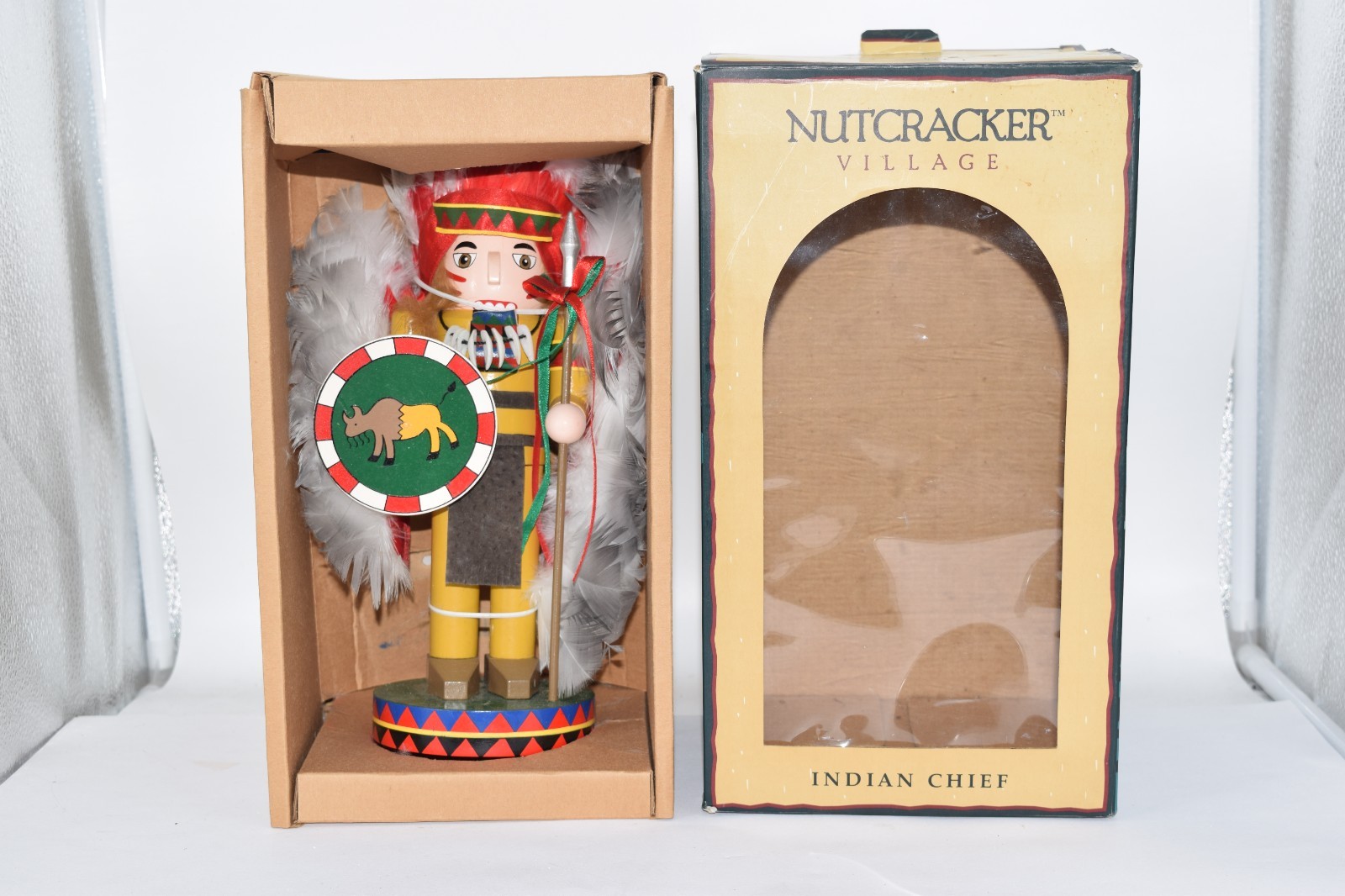 2000 Nutcracker Village Indian Chief Wood Nutcracker 12\