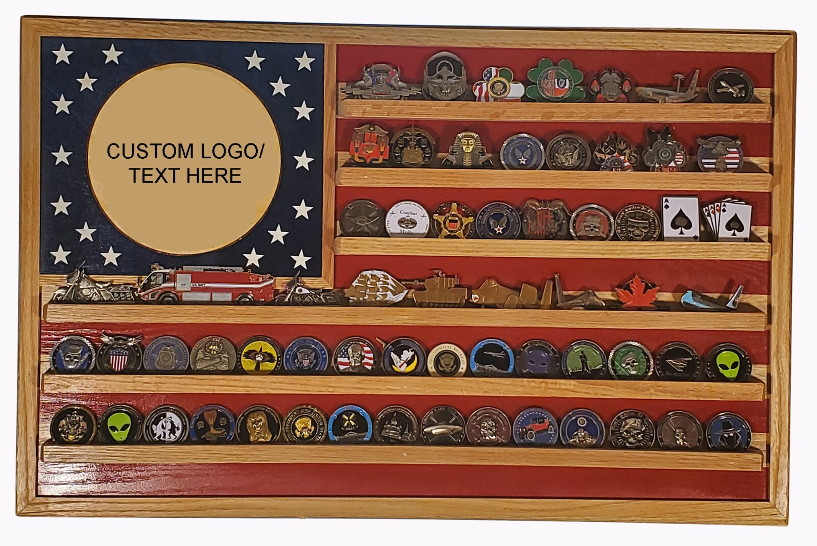 Custom traditional Challenge Coin Display Flag (your logo) Holds 70-100 Coins Custom traditional Challenge Coin Display Flag (your logo) Holds 70-100 Coins