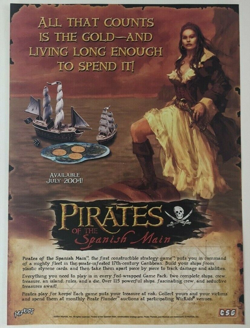 Pirates of the Spanish Main Print Ad Game Poster Art PROMO Original CSG Wizkids