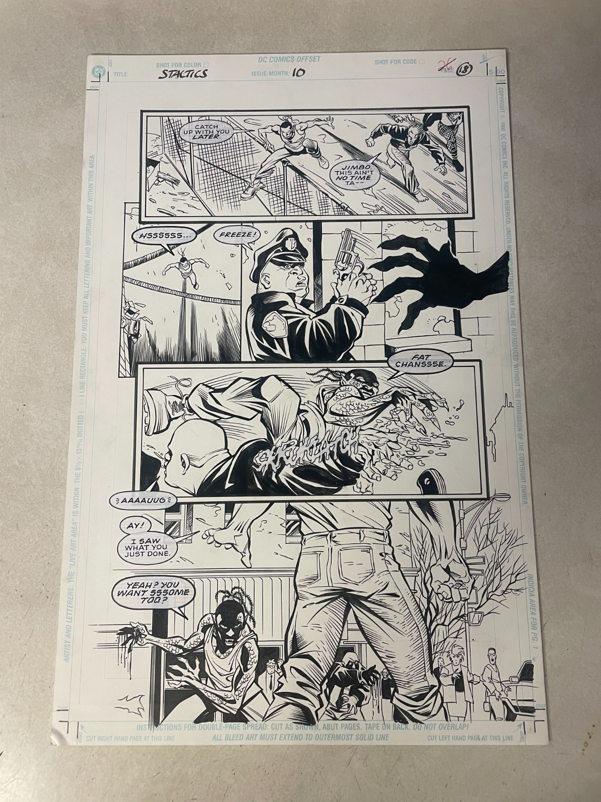 SCARE TACTICS #10 ORIGINAL COMIC ART 1998 COP SLICED UP KILLED SLITHER SCARE TACTICS #10 ORIGINAL COMIC ART 1998 COP SLICED UP KILLED SLITHER