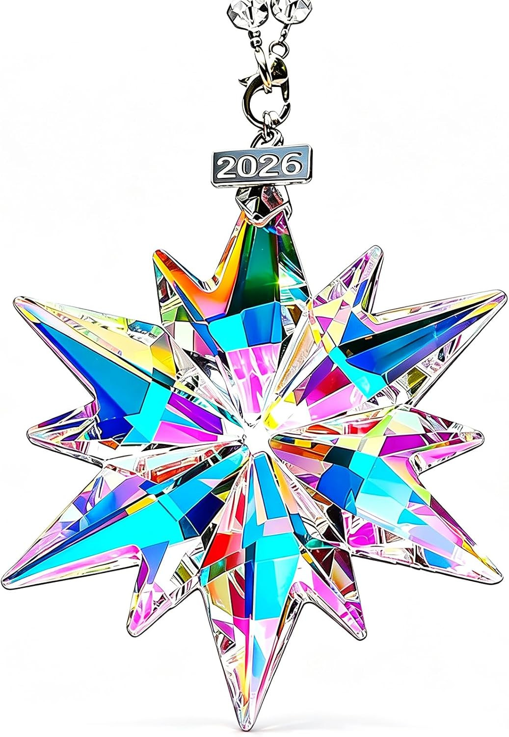 2026 Annual Christmas Ornaments Crystal Snowflake Star, Sparkly Unique Cute
