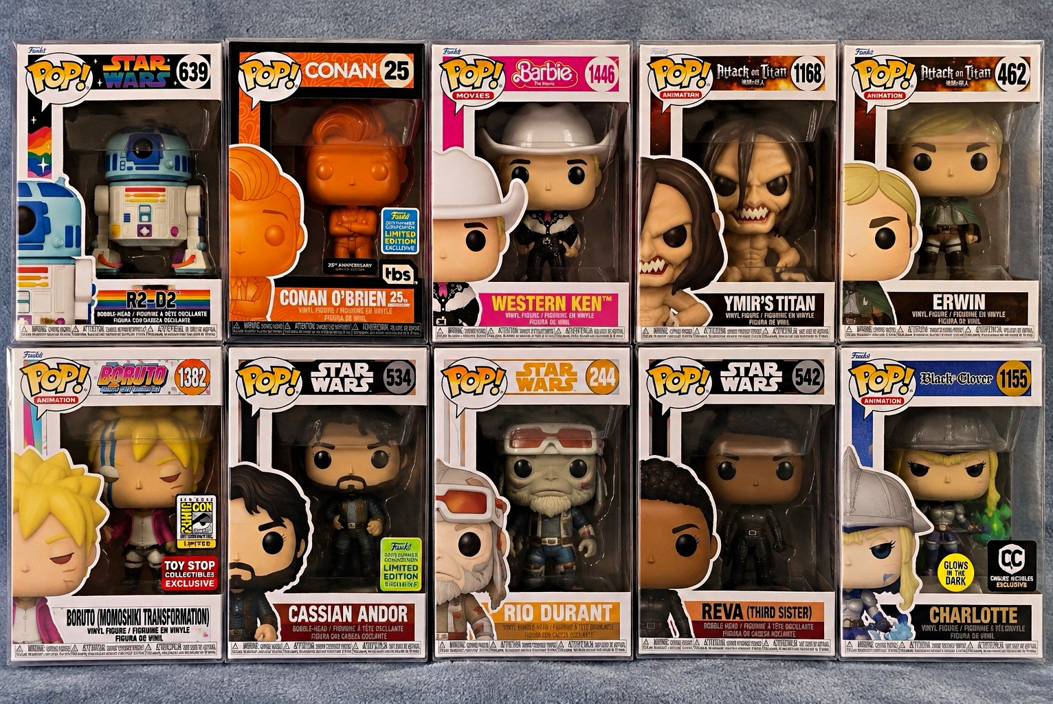 Funko Pop Vinyl Mixed Lot 10 Star Wars Barbie AOT Boruto Exclusives Glow Funko Pop Vinyl Mixed Lot 10 Star Wars Barbie AOT Boruto Exclusives Glow