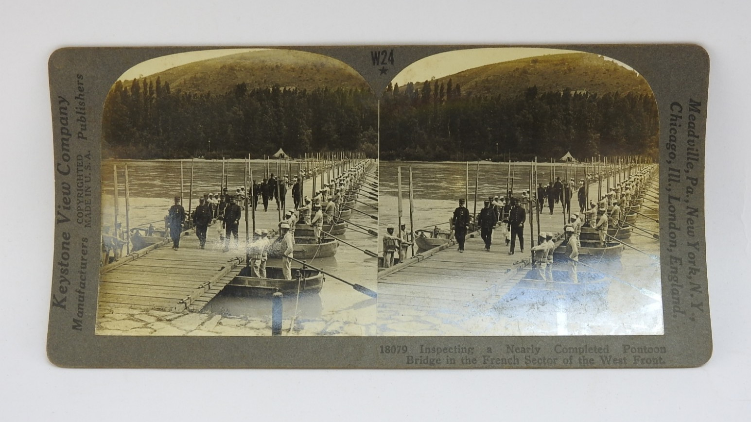 Vintage Keystone Stereoview WWI Pontoon Bridge French Sector Western Front Card Vintage Keystone Stereoview WWI Pontoon Bridge French Sector Western Front Card