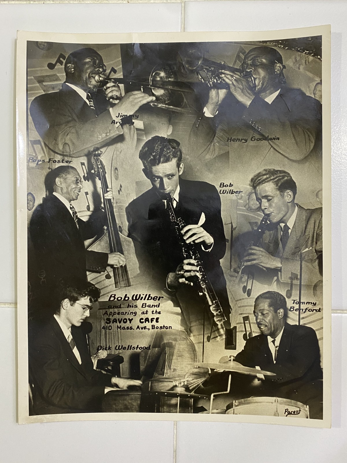1948 VTG JAZZ AUTOGRAPHS Photo Flyer Savoy Cafe Boston POPS FOSTER Bob Wilber