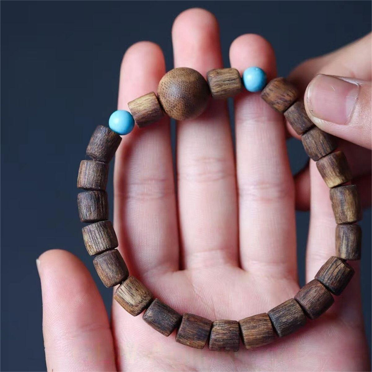 8mm Genuine Cambodia Wild Agarwood Bracelet Mala Meditation Prayer Beads 菩萨棋沉香