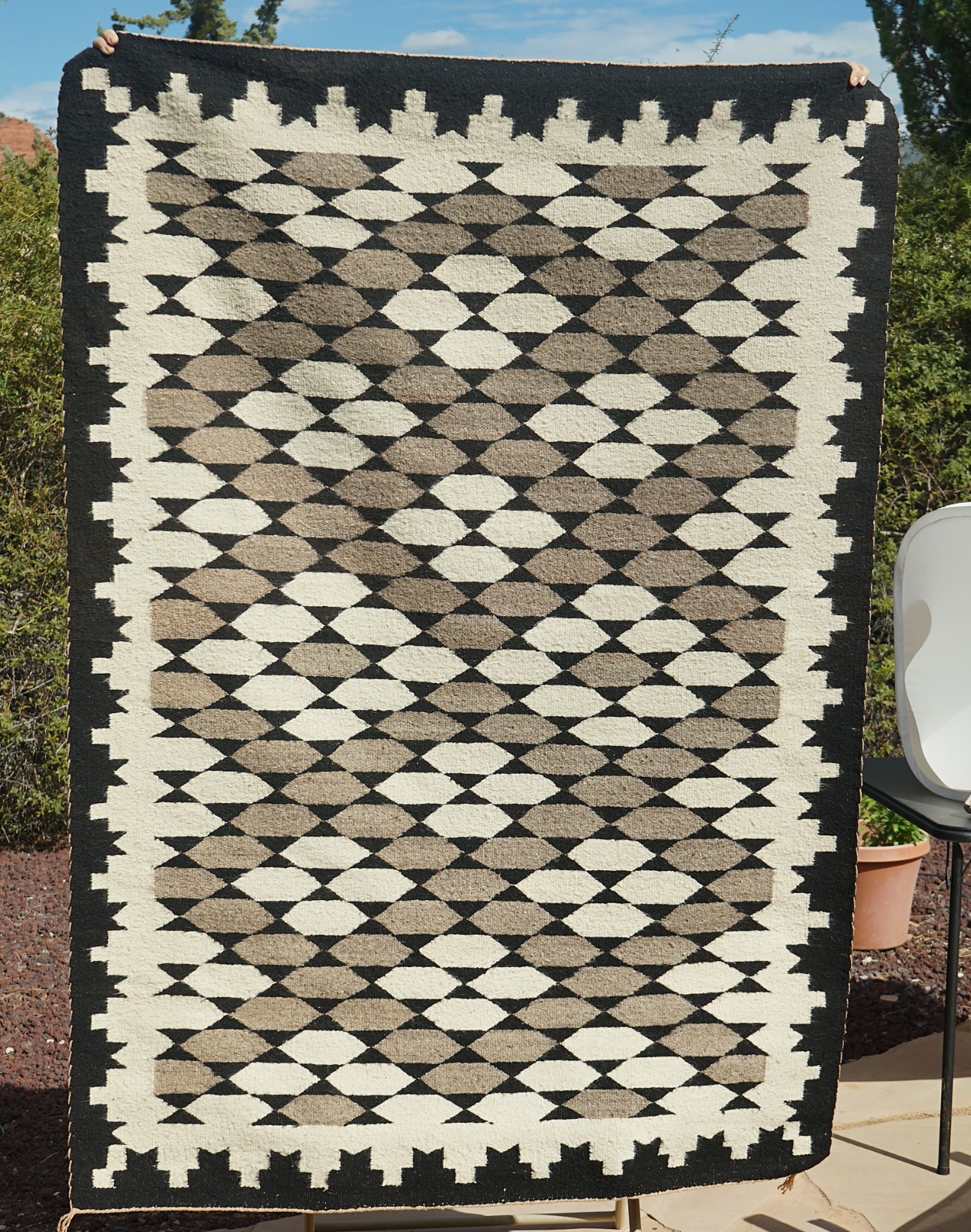 Vintage Navajo Native American Indian Eyedazzler Diamond Pattern Rug - 49\