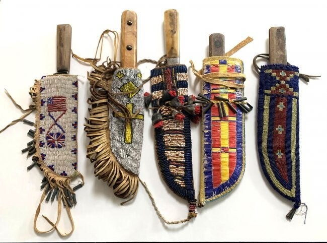Indian Beaded Native American Sioux Handmade Knife Sheath 5 Pcs
